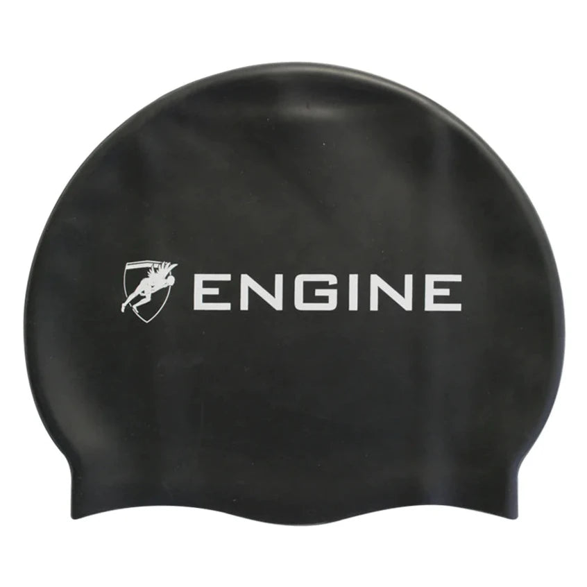 Engine Solid Silicone Swim Cap - Black
