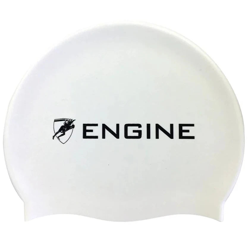 Engine Solid Silicone Swim Cap - White