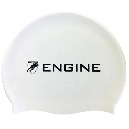 Engine Solid Silicone Swim Cap - White